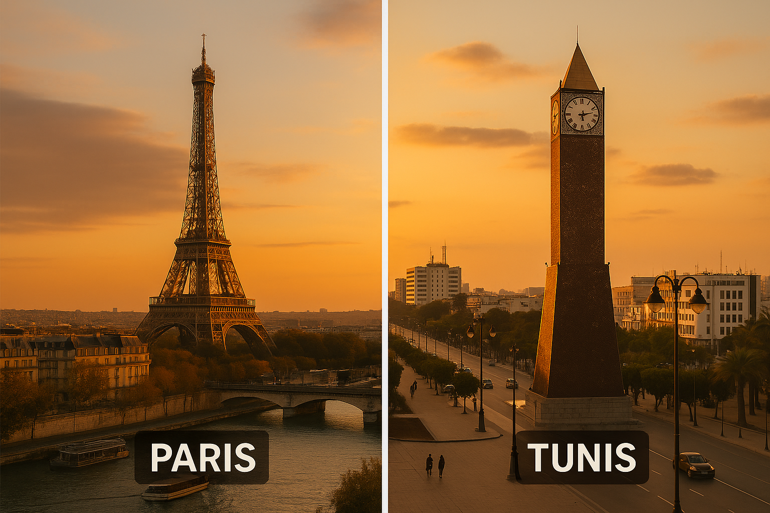 Futuristic Paris and Tunis